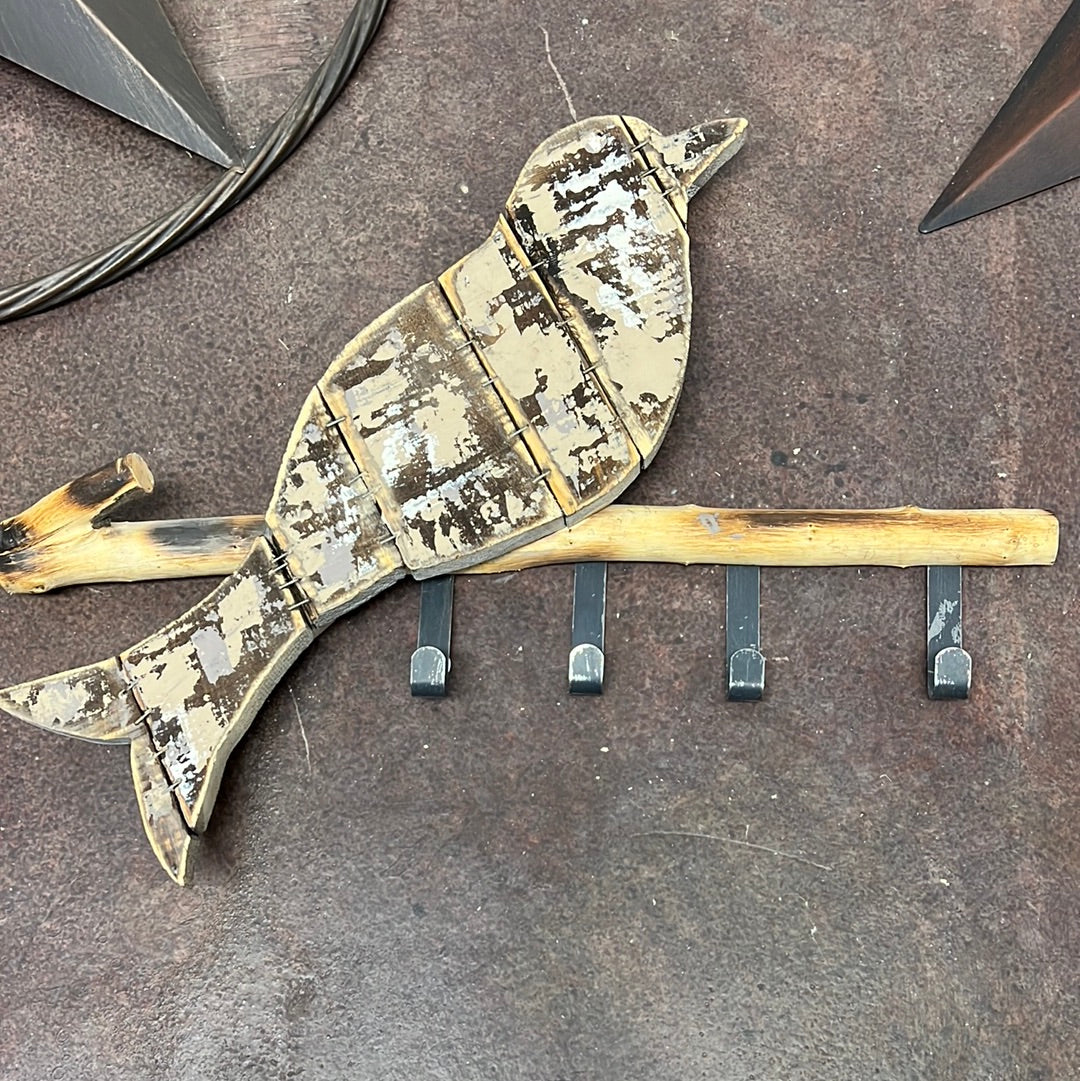 Rustic Hanging Wood Bird