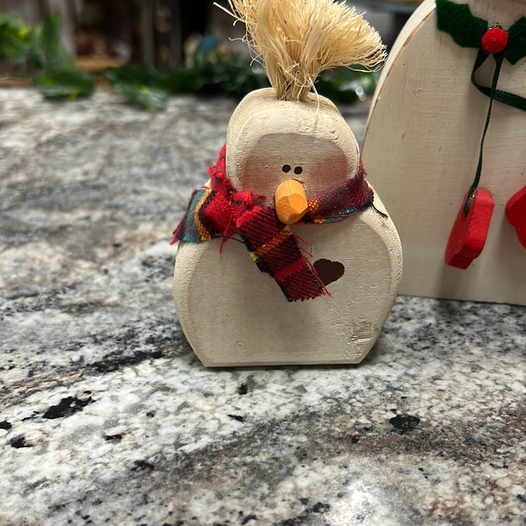 Vintage Wood Snowman Set