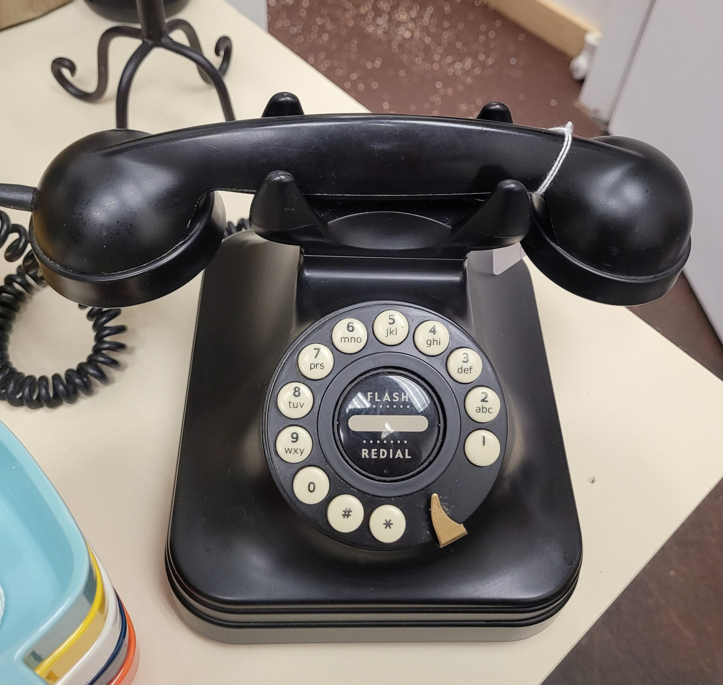 Black rotary phone