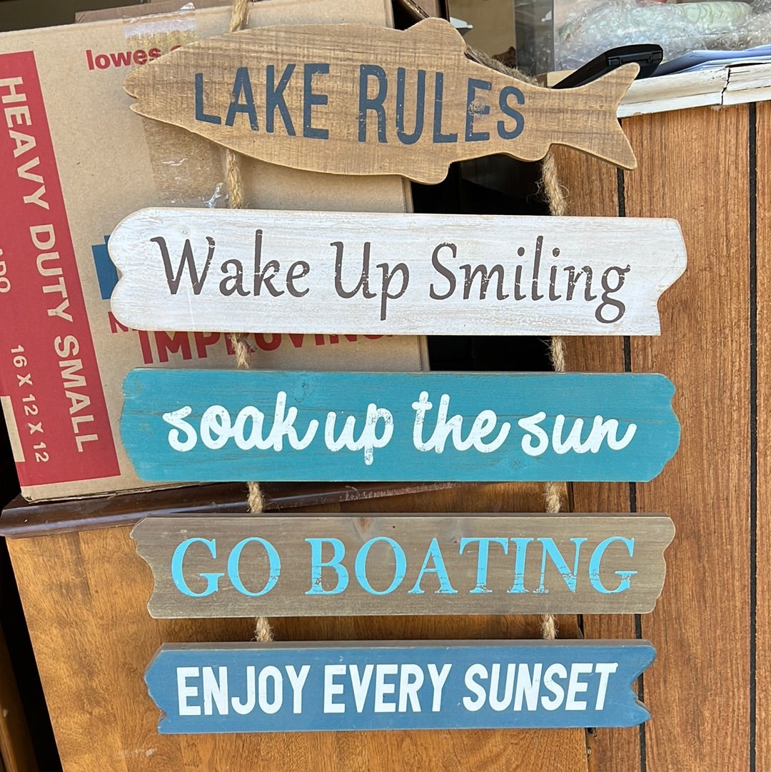 Lake Rules Wooden Sign