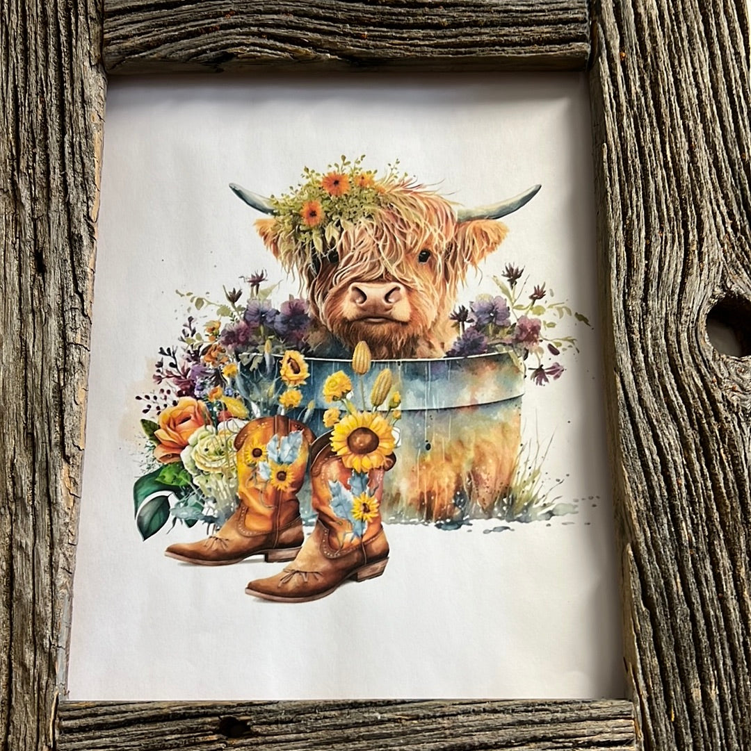 Rustic Frame Cow Print