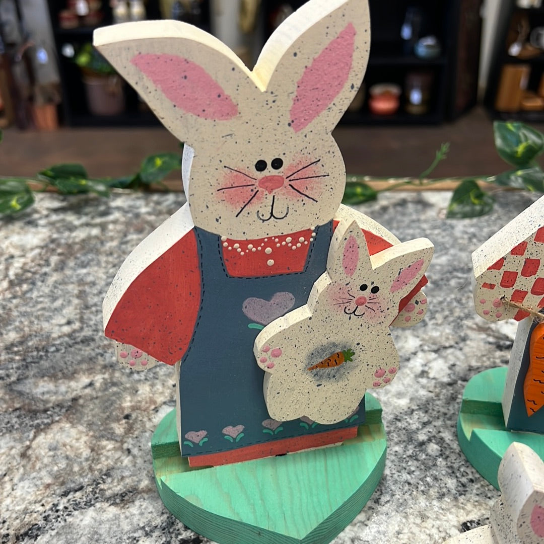 Vintage Wood Bunny Set