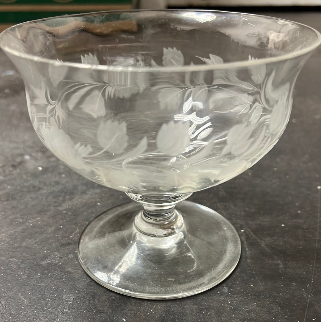 Etched Glass Candy Dish