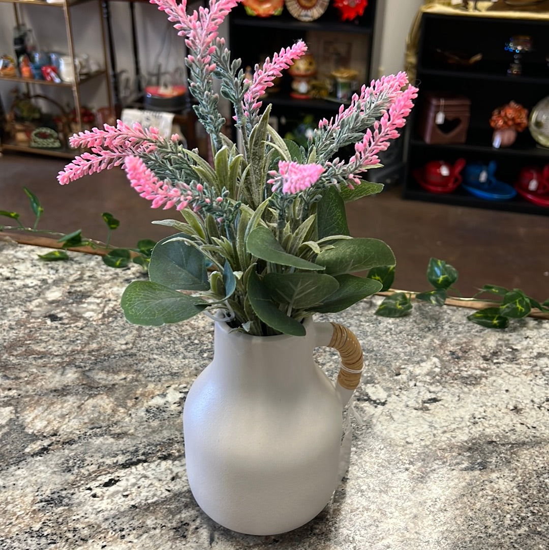 White Pot W/Flowers