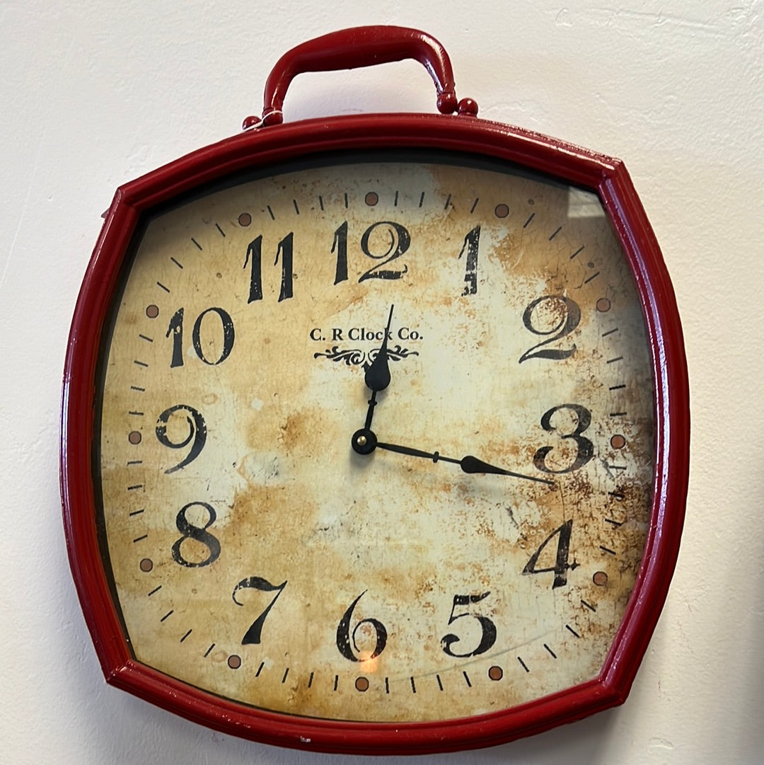 Red Metal Wall Clock