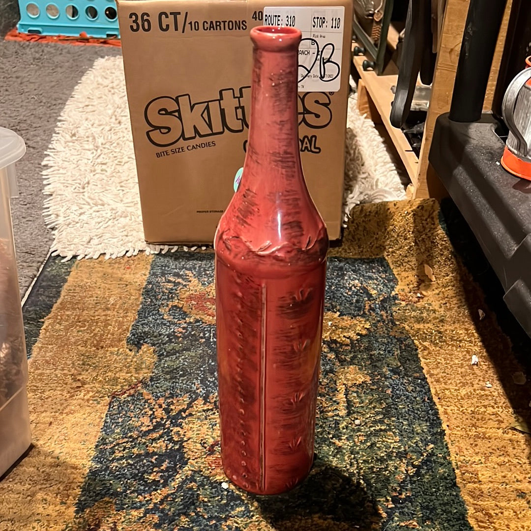 Tall Red Bottle Vase