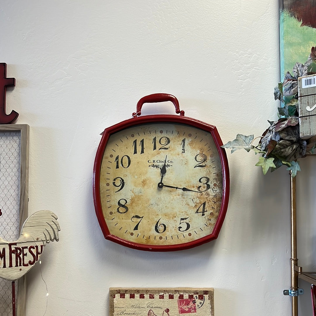 Red Metal Wall Clock