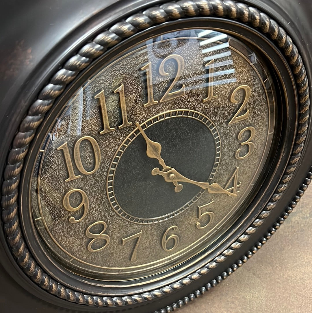 Gold + Brown Wall Clock