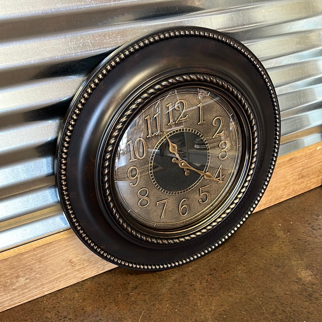 Gold + Brown Wall Clock