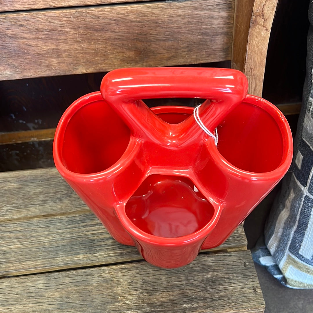 Red Silverware Holder