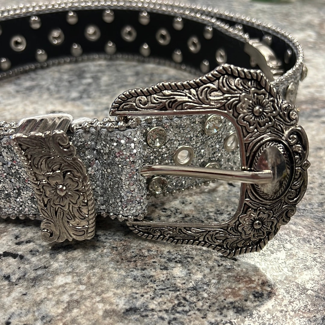 Silver Bling Belt L