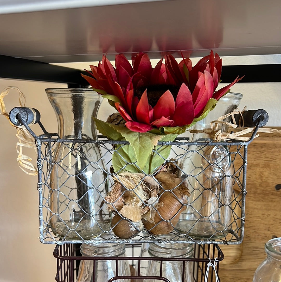 Glass Bottle/Basket Set