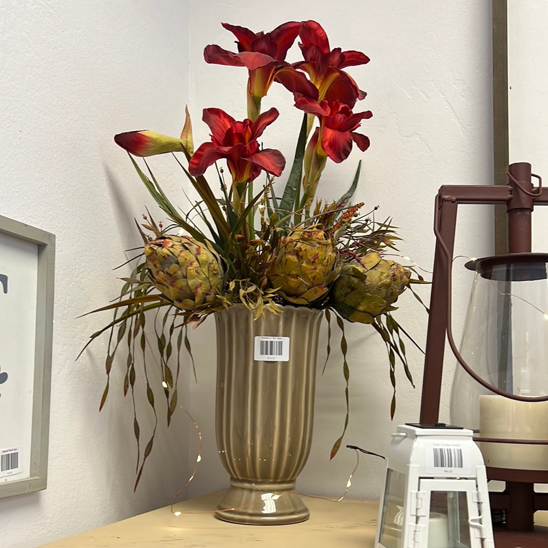 Flowers + Tan Vase