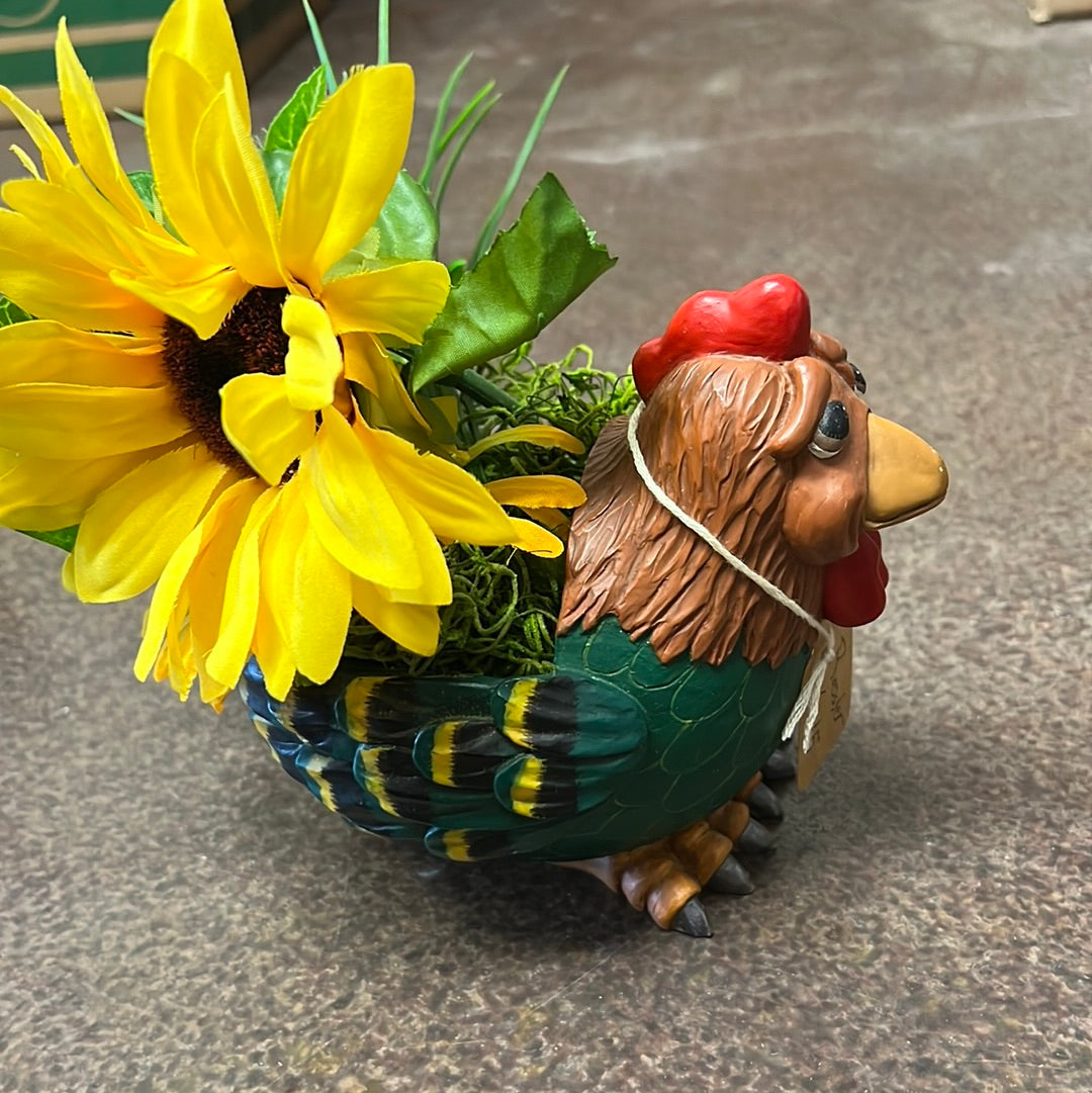 Small Rooster Flower Pot