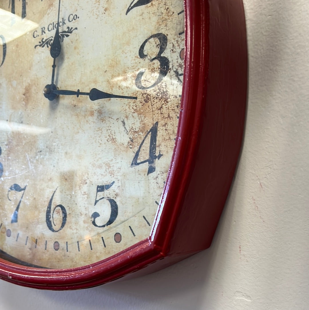 Red Metal Wall Clock