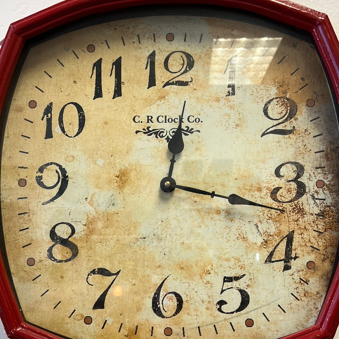 Red Metal Wall Clock