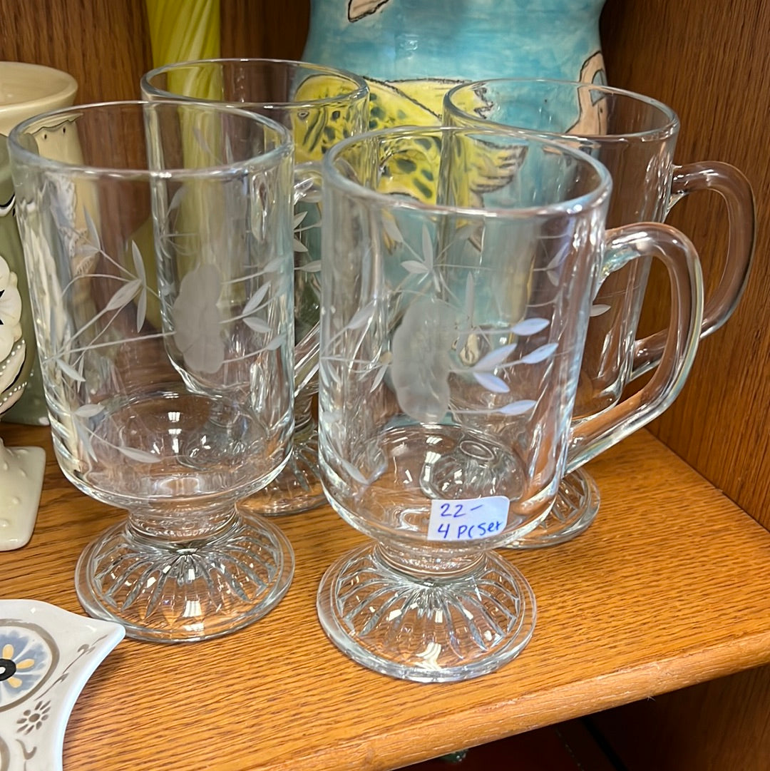 Etched Glass Mug Set