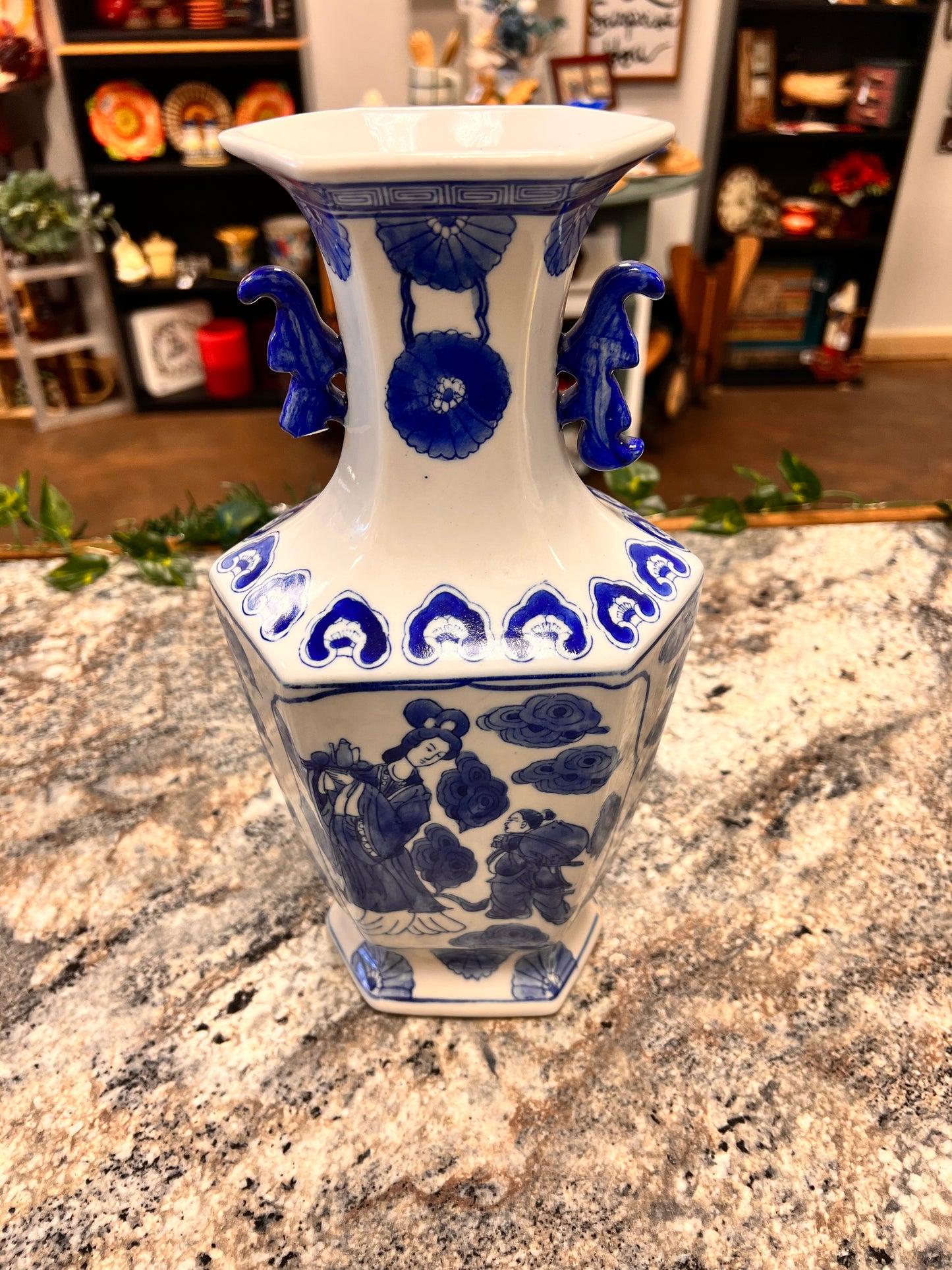 Asian Blue+White Vase