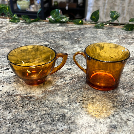 Vintage Amber Tea Cups