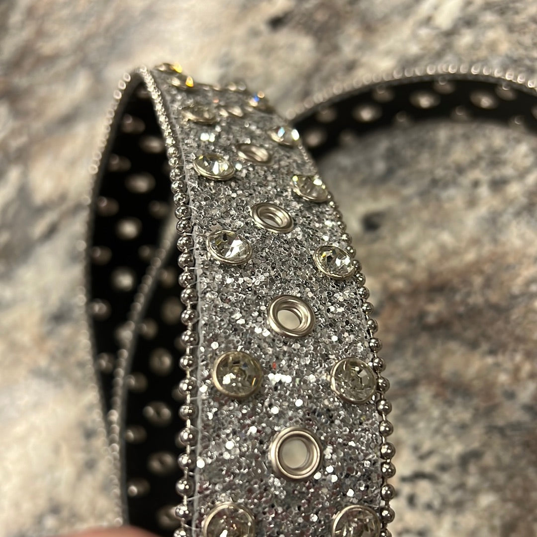 Silver Bling Belt L