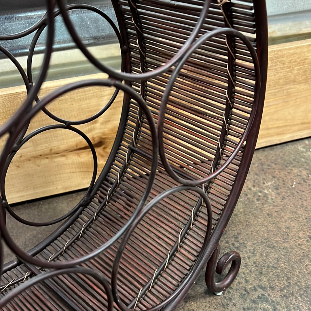 Metal/Rattan Wine Rack