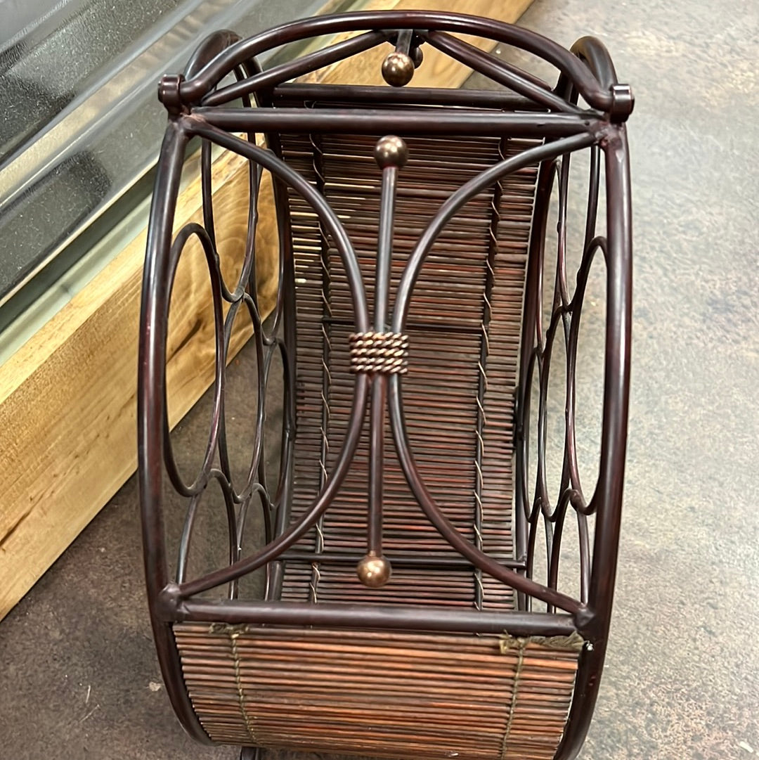 Metal/Rattan Wine Rack