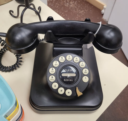 Black rotary phone