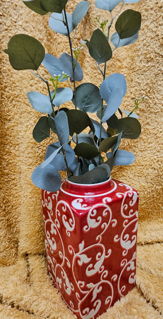 Vase greenery