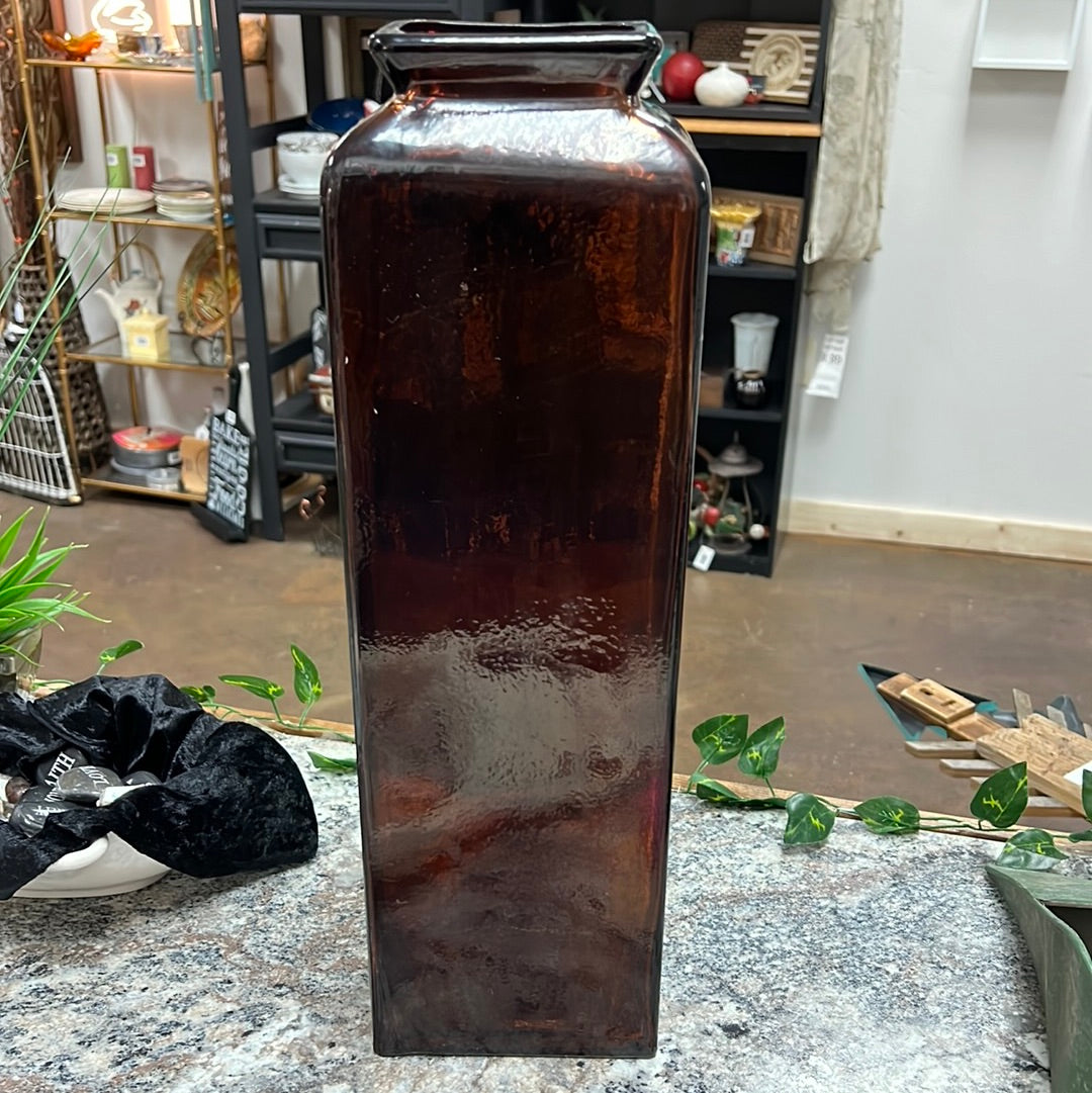 Tall Brown Glass Vase