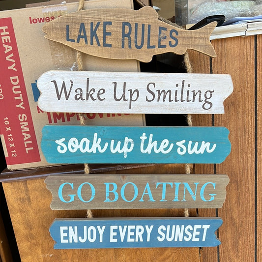 Lake Rules Wooden Sign