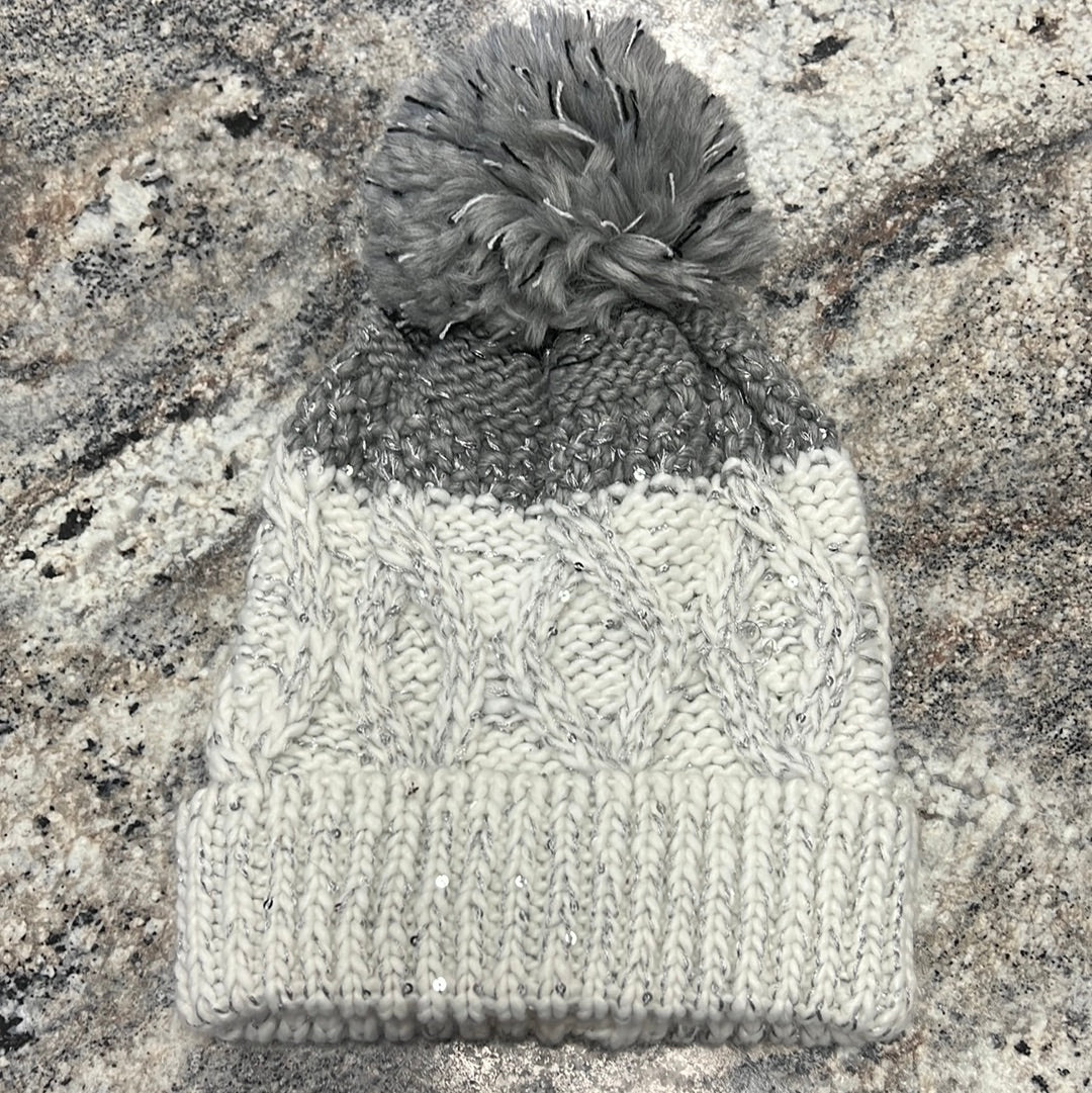 Gray White Beanie