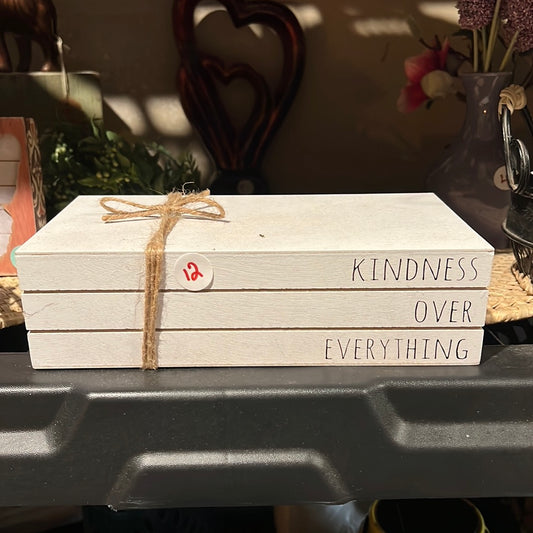 Kindness Over Everything Wood Book Decor
