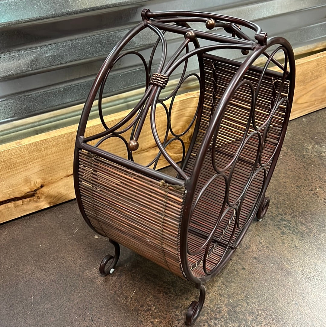 Metal/Rattan Wine Rack