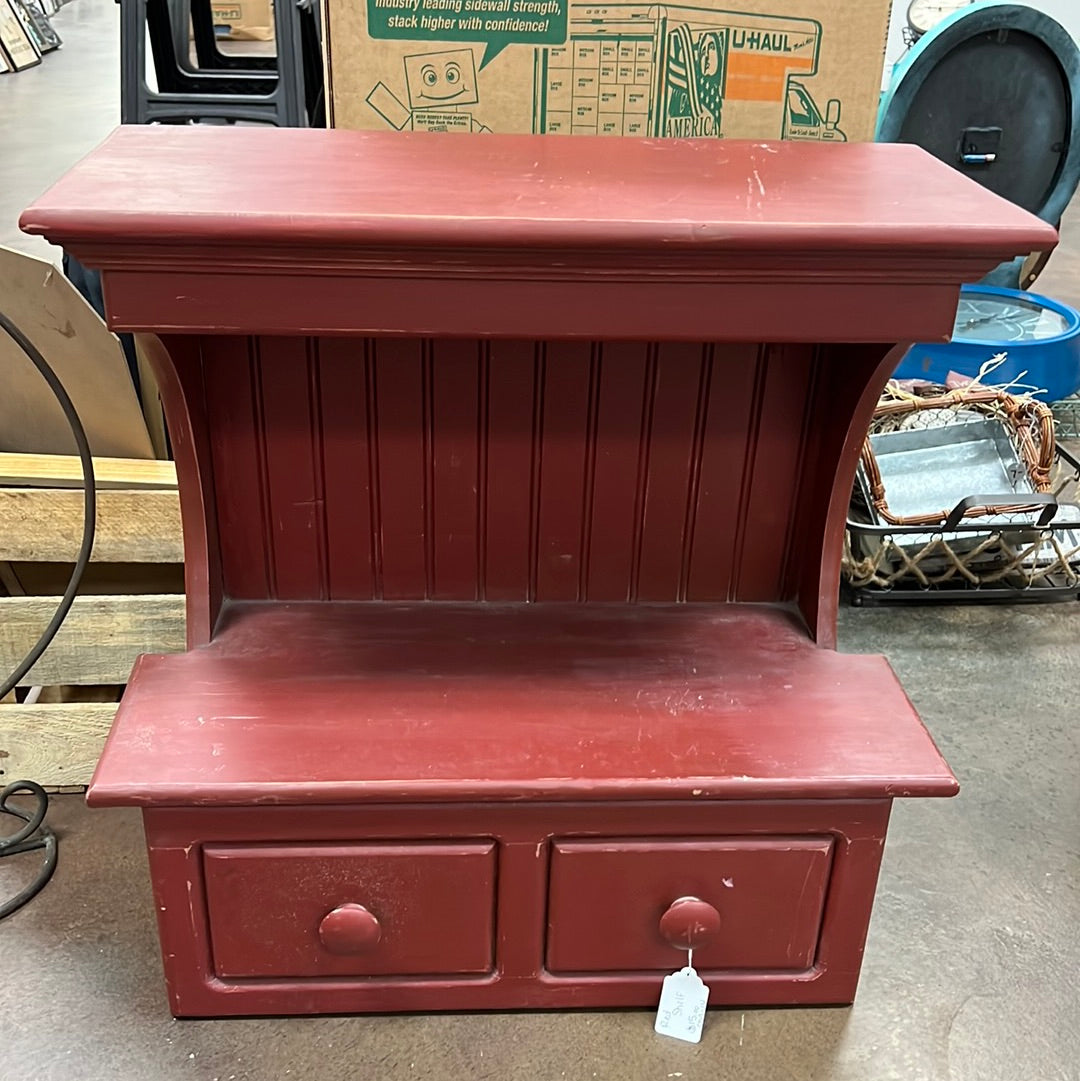 Red Shelf W/Drawers