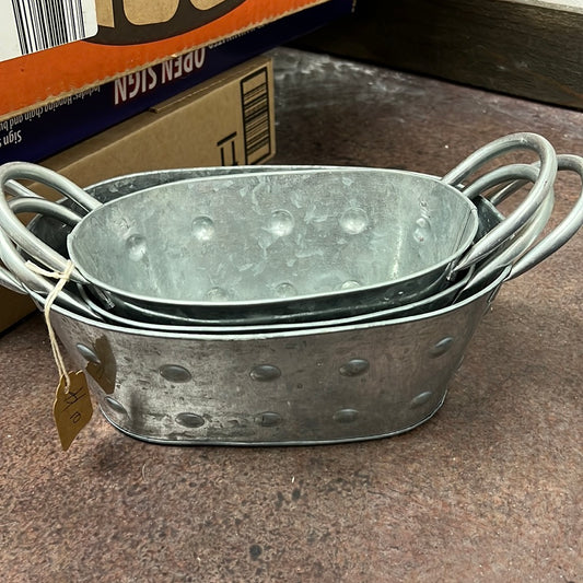 3 Tin Buckets Set