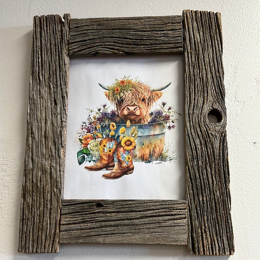 Rustic Frame Cow Print