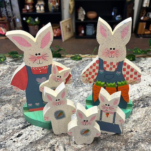 Vintage Wood Bunny Set