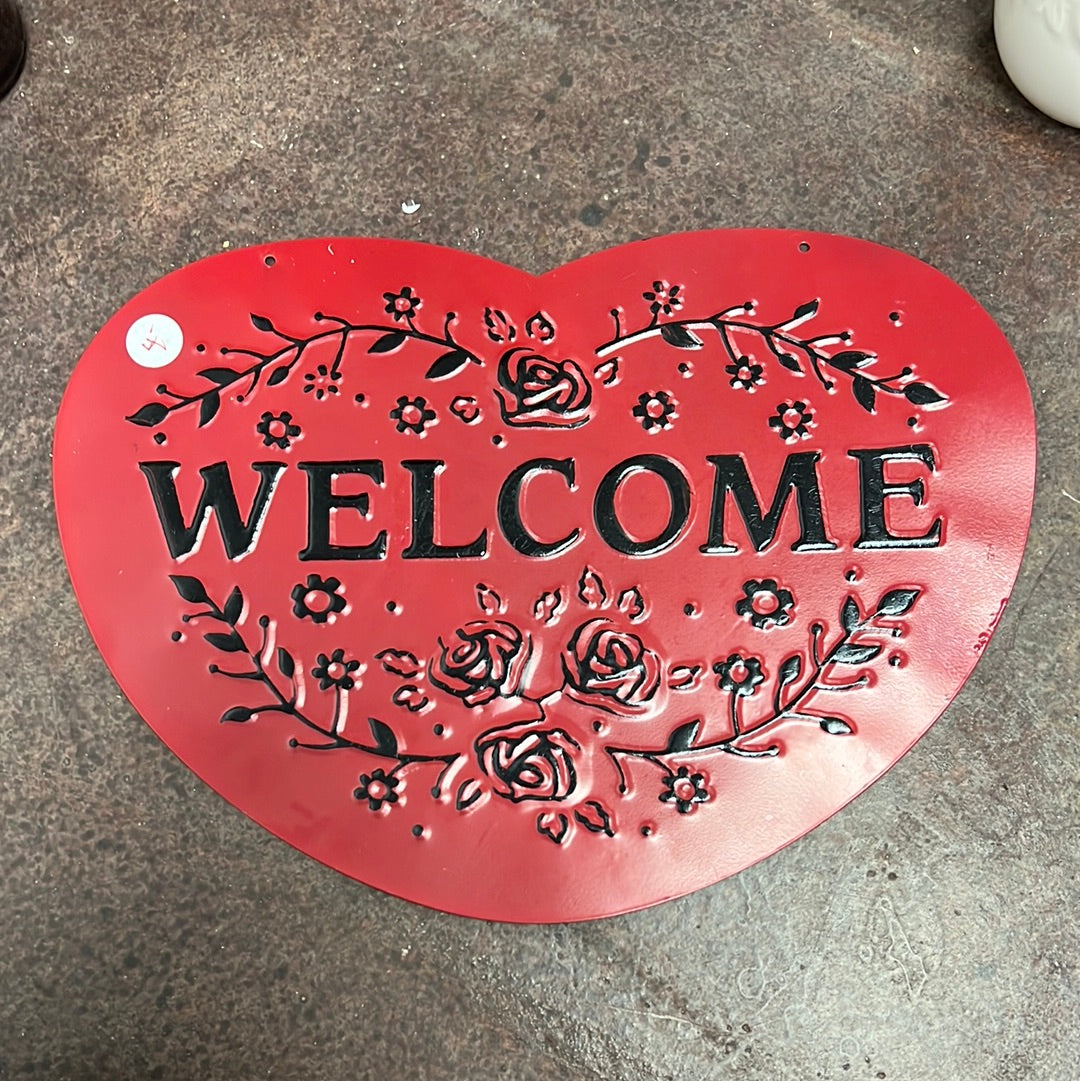 Heart Welcome Tin Sign