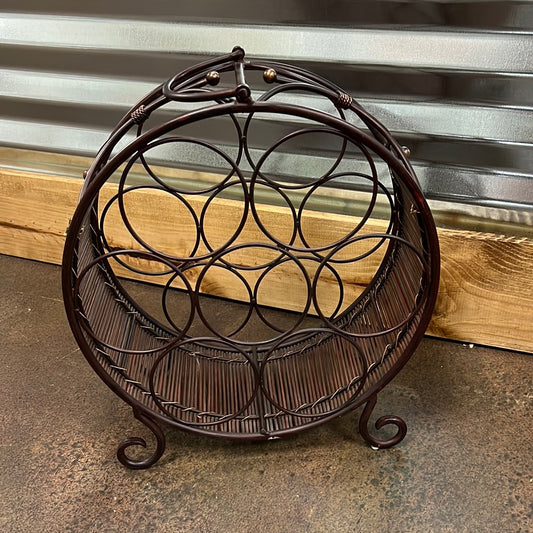 Metal/Rattan Wine Rack