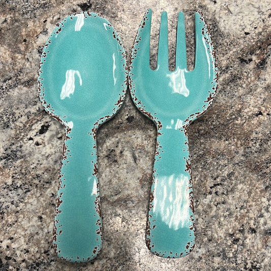 Teal Salad Servers