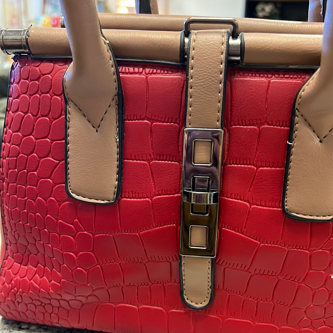 Red & Tan Handbag