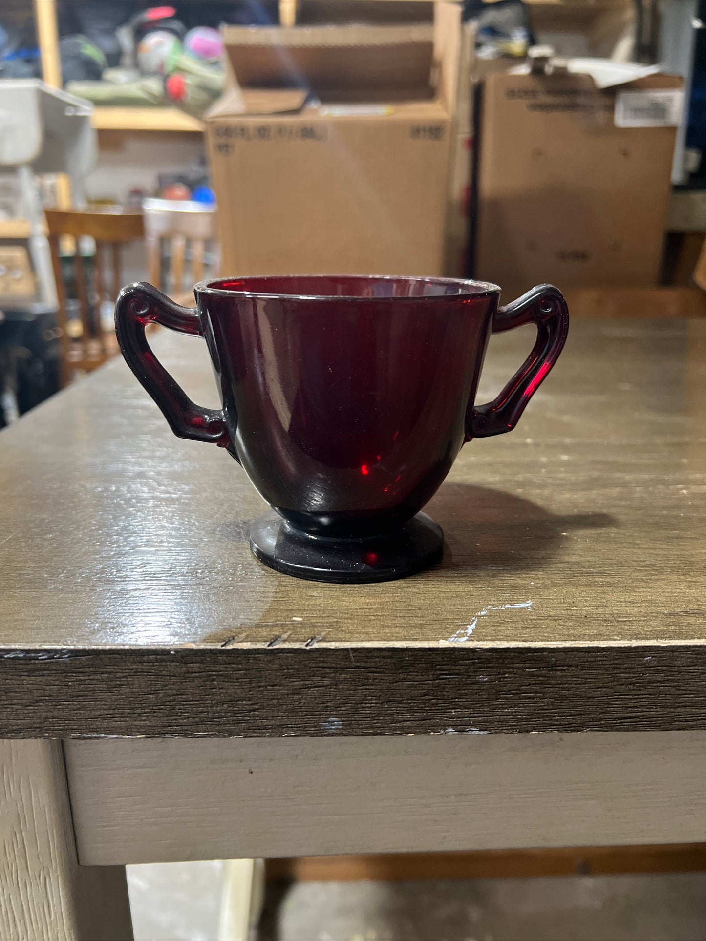 VTG Ruby Red Footed Sgr Bowl