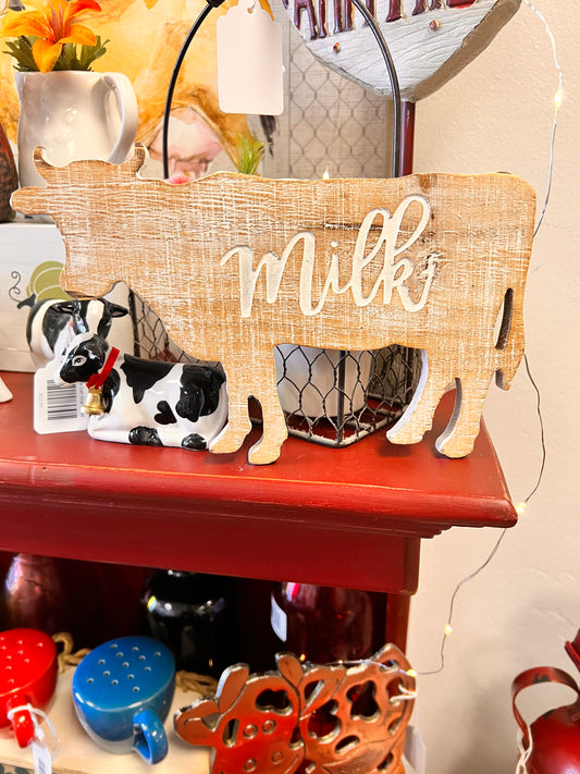 Cow Wood Decor Sign